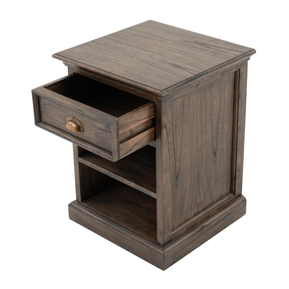 Halifax Mindi Black Wash Bedside Table with Shelves. Picture 4