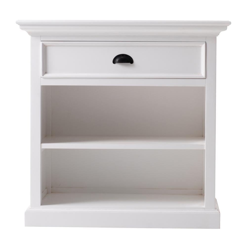 Halifax Grand Classic White Bedside Table with Shelves. Picture 1