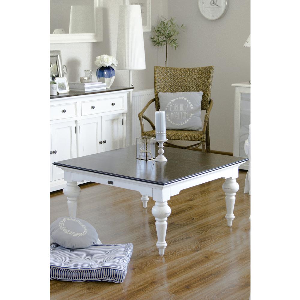 Provence Accent White Distress & Deep Brown Square Coffee Table. Picture 8