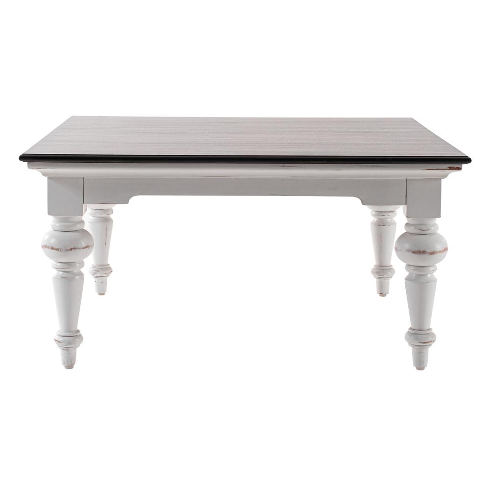 Provence Accent White Distress & Deep Brown Square Coffee Table. Picture 1