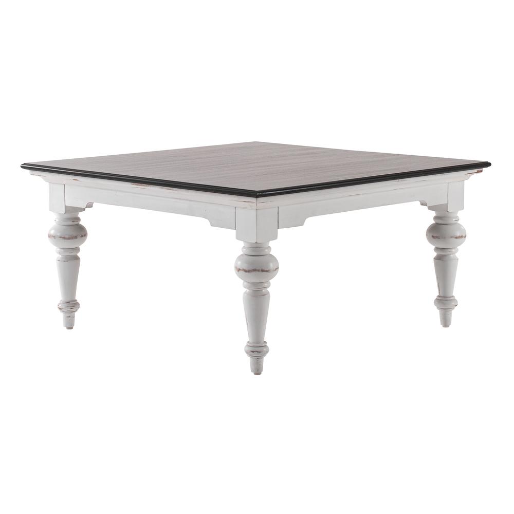 Provence Accent White Distress & Deep Brown Square Coffee Table. Picture 2