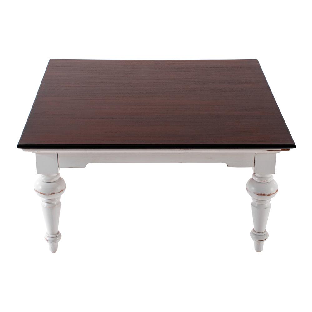 Provence Accent White Distress & Deep Brown Square Coffee Table. Picture 3