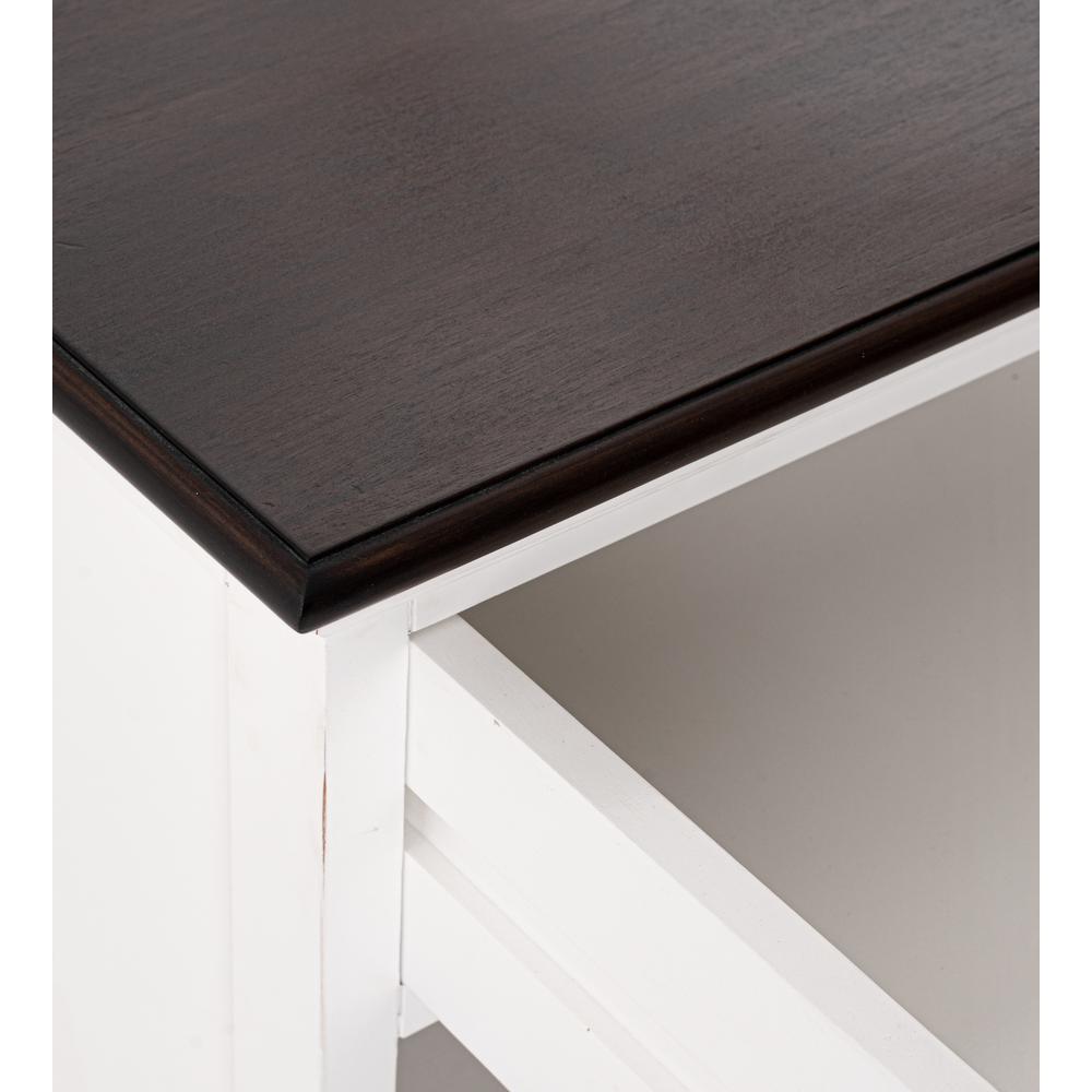 Halifax Accent White Distress & Deep Brown Bedside Table with Shelves. Picture 8