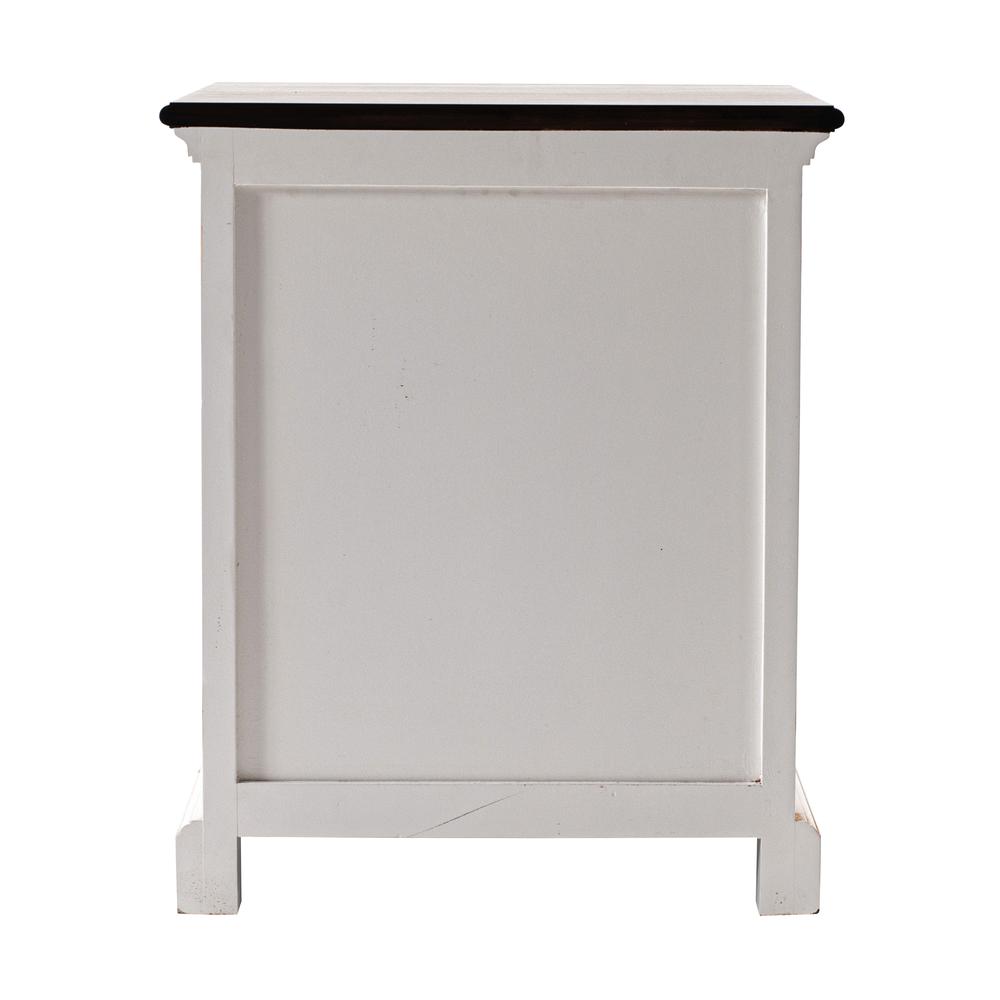 Halifax Accent White Distress & Deep Brown Bedside Table with Shelves. Picture 5