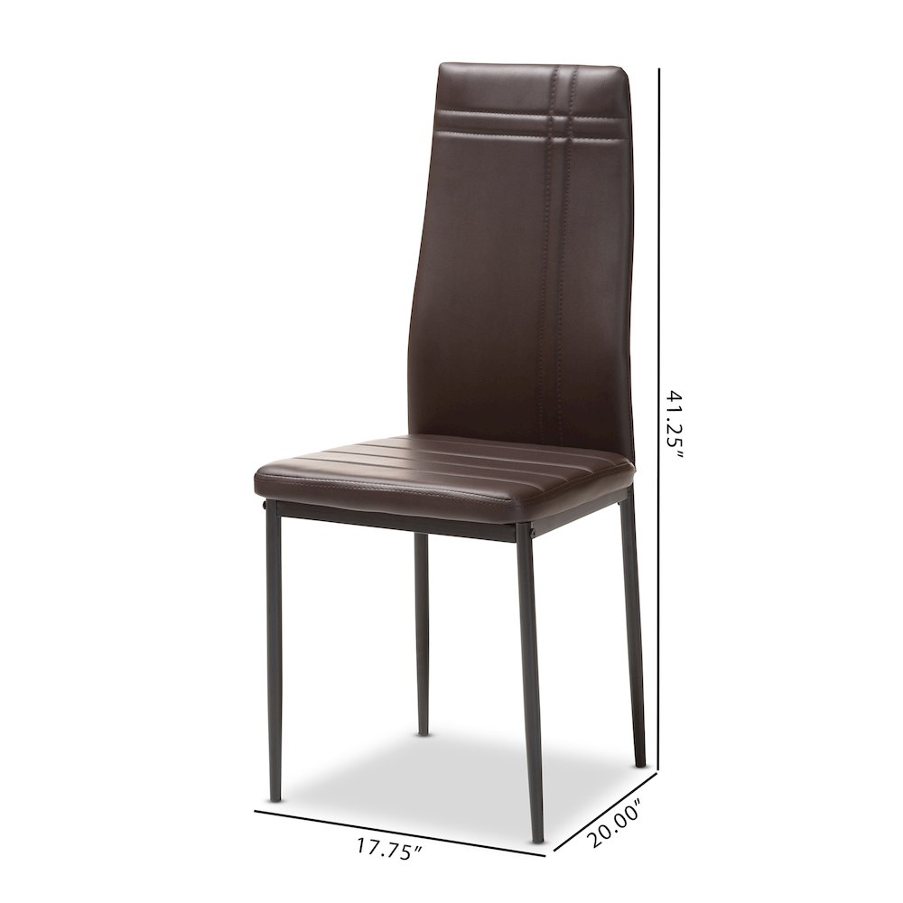 Matiese Modern and Contemporary Brown Faux Leather Upholstered Dining Chair (Set of 4). Picture 6