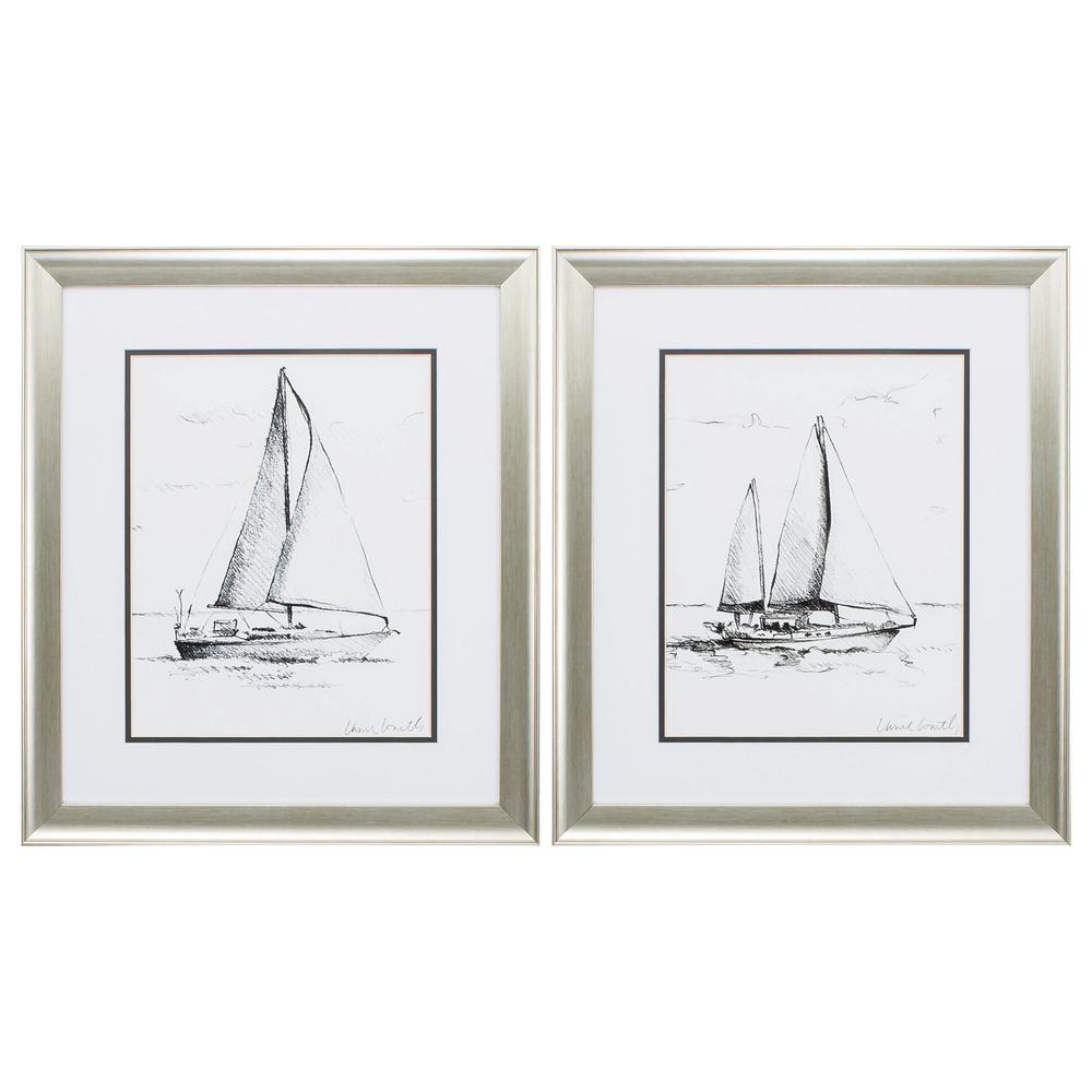 2435 Coastal Boat Sketch, Pack of 2. The main picture.