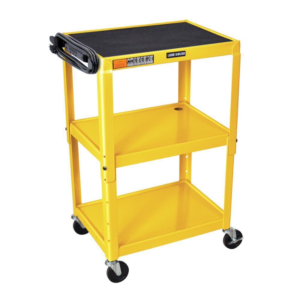 Adjustable-Height Steel Utility Cart - Yellow. Picture 1