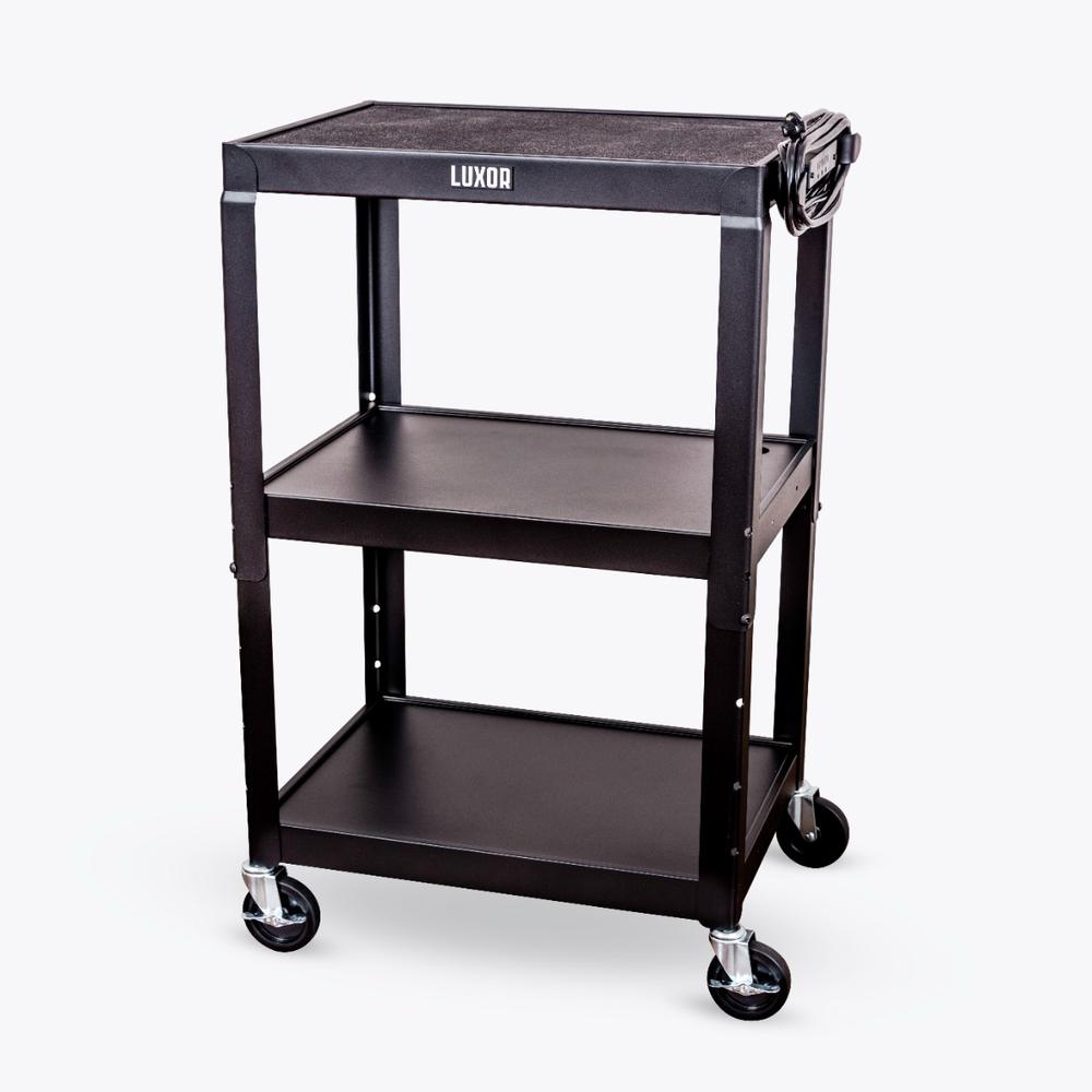 Adjustable-Height Steel Utility Cart - Black. Picture 3