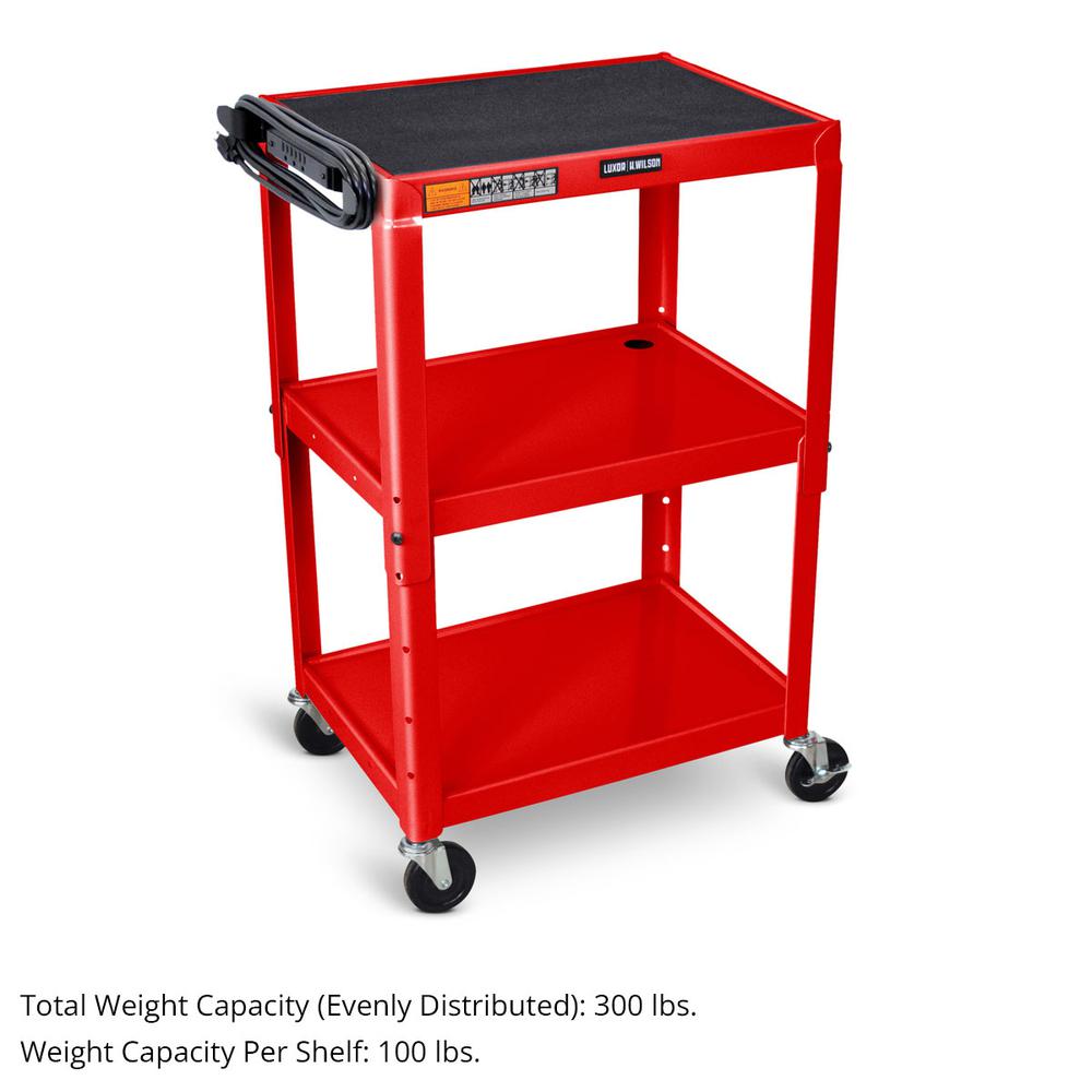 Adjustable-Height Steel Utility Cart - Red. Picture 3