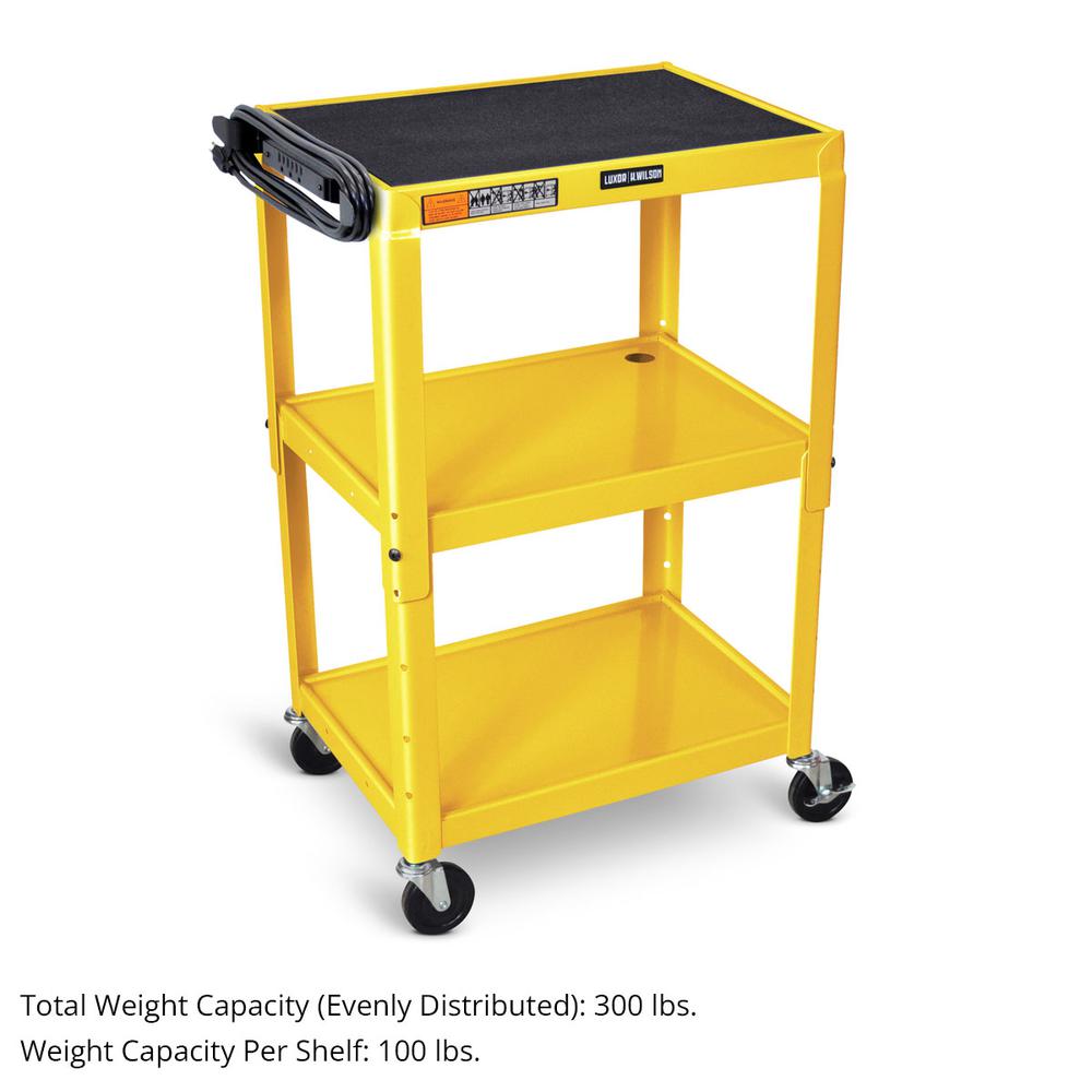 Adjustable-Height Steel Utility Cart - Yellow. Picture 3