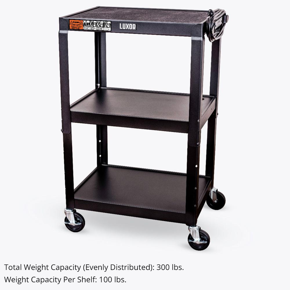 Adjustable-Height Steel Utility Cart - Black. Picture 4