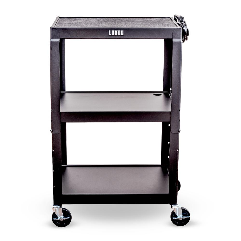 Adjustable-Height Steel Utility Cart - Black. Picture 5