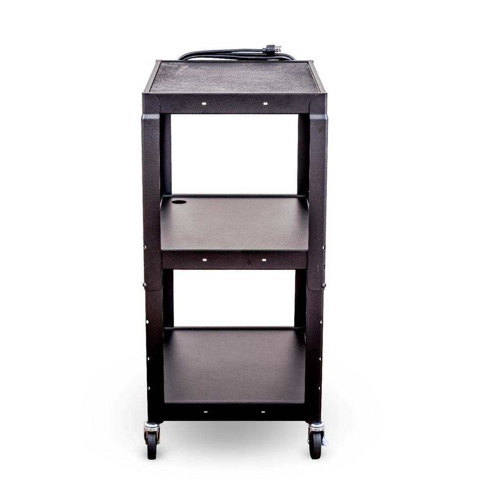 Adjustable-Height Steel Utility Cart - Black. Picture 6