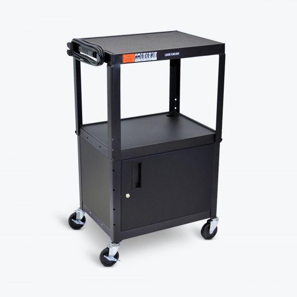 Black 42" Adj Height Cart w/ Cabinet. Picture 1