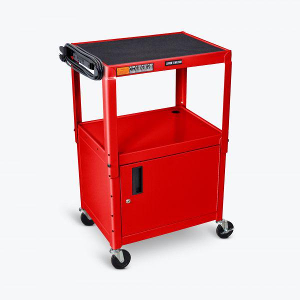 Red 42" Adj Height Cart w/ Cabinet. Picture 1