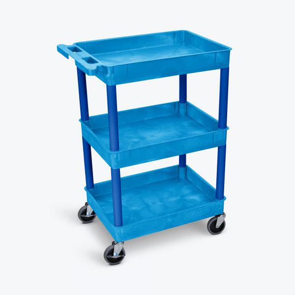 Blue 3 Shelf Tub Cart. Picture 1