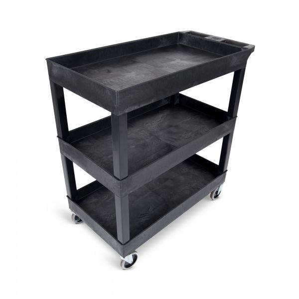 High Capacity 3 Tub Shelves Cart in Black. Picture 4
