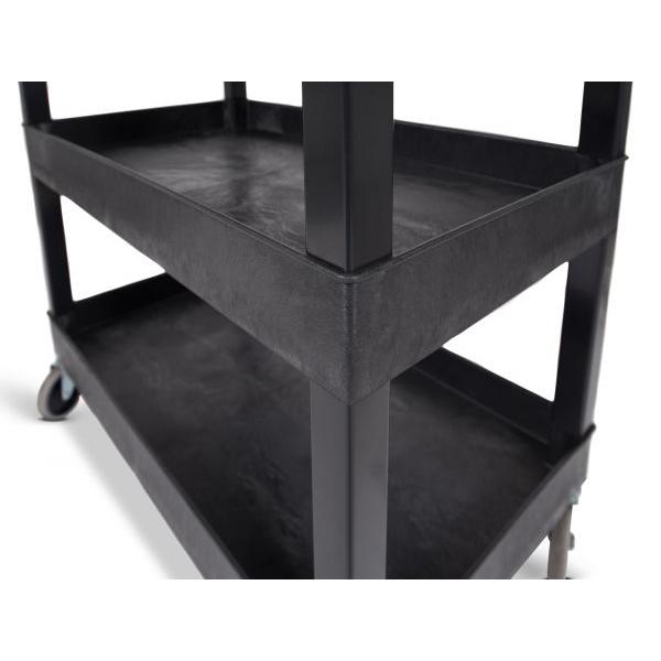 High Capacity 3 Tub Shelves Cart in Black. Picture 6