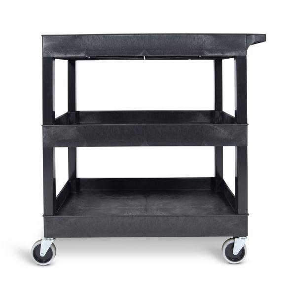 High Capacity 3 Tub Shelves Cart in Black. Picture 7