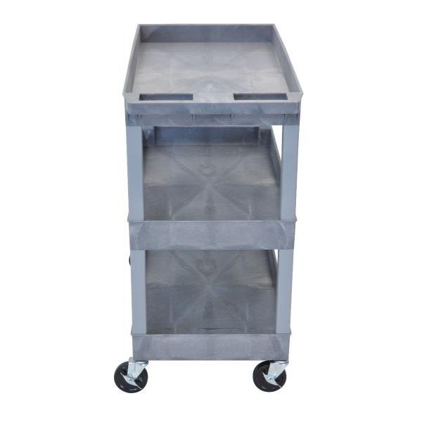 High Capacity 3 Tub Shelves Cart in Gray. Picture 2