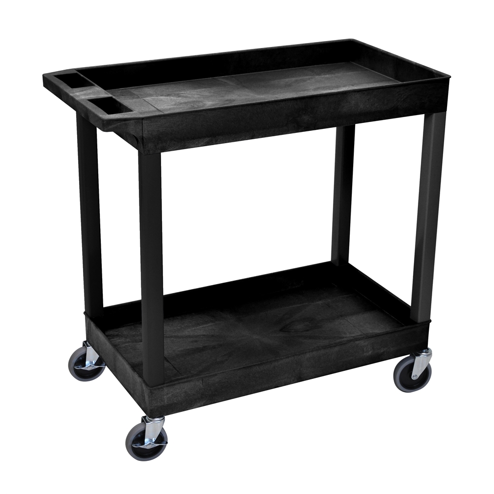 High Capacity 2 Tub Shelves Cart in Black. Picture 1