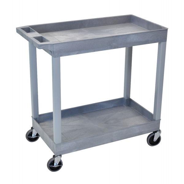 High Capacity 2 Tub Shelves Cart in Gray. Picture 1