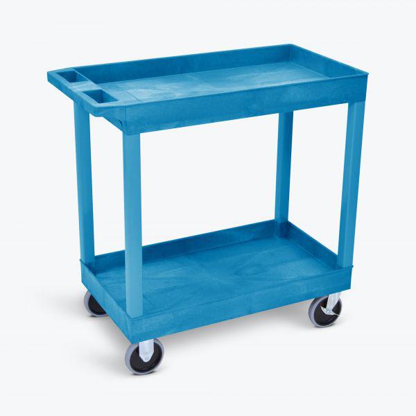 High Capacity 2 Tub Shelves Cart in Blue. Picture 1