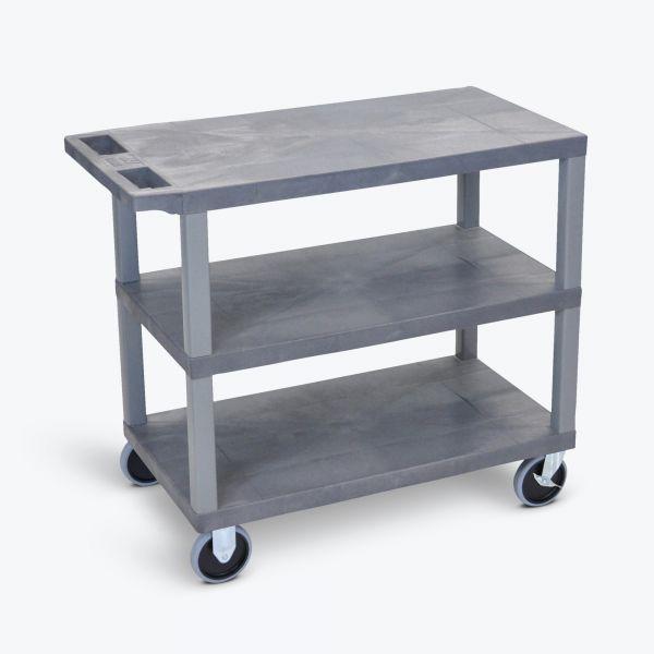 Gray EC222HD-G 18x32 Cart with 3 Flat Shelves. Picture 1