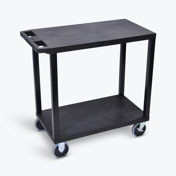 Black EC22HD-B 18x32 Cart with 2 Flat Shelves. Picture 1