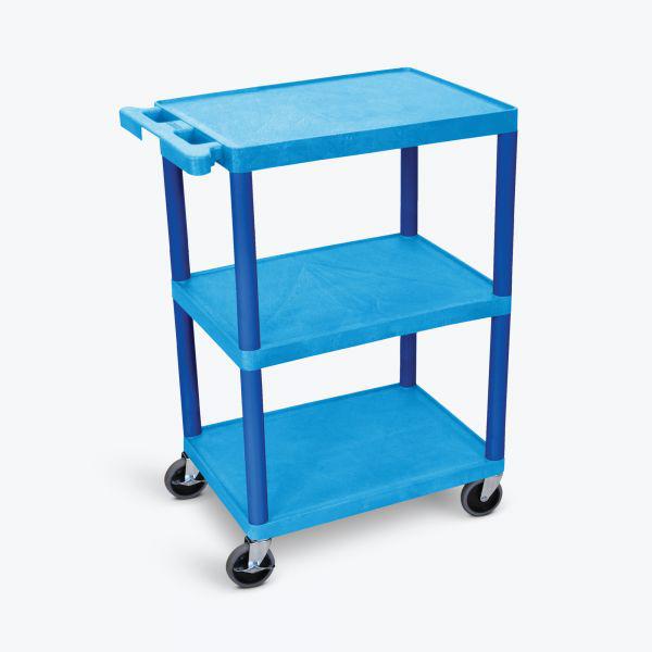 3 Shelf Utility Cart Blue. Picture 1