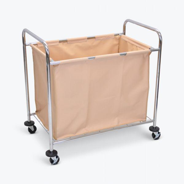 Laundry Cart W/ Steel Frame & Tan Canvas Bag. Picture 1