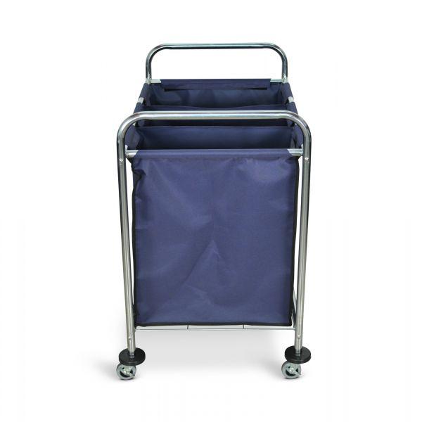 Industrial Laundry Cart W/ Steel Frame & Navy Canvas Bag W/ Dividers. Picture 3