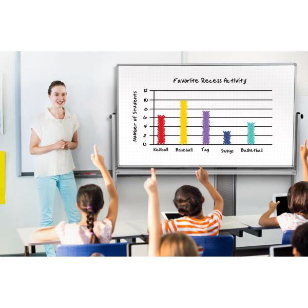 72” x 40” Mobile Magnetic Double-Sided Ghost Grid Whiteboard. Picture 2