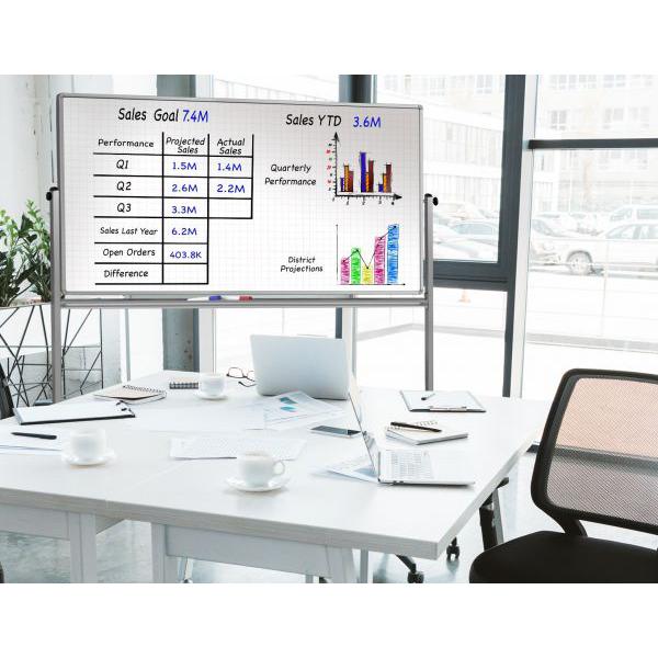 72” x 40” Mobile Magnetic Double-Sided Ghost Grid Whiteboard. Picture 3