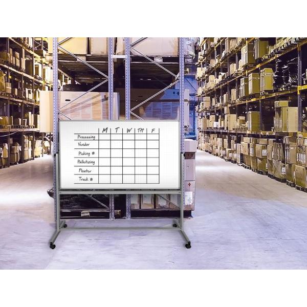 72” x 40” Mobile Magnetic Double-Sided Ghost Grid Whiteboard. Picture 4
