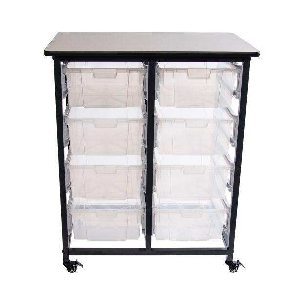 MOBILE BIN STORAGE UNIT – DOUBLE ROW WITH LARGE CLEAR BINS. Picture 2