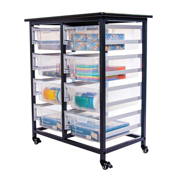 MOBILE BIN STORAGE UNIT – DOUBLE ROW WITH LARGE CLEAR BINS. Picture 4