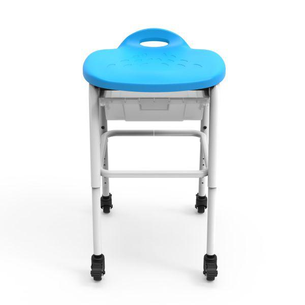 Adjustable-Height Stackable Classroom Stool with Wheels and Storage. Picture 3