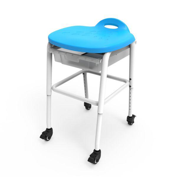 Adjustable-Height Stackable Classroom Stool with Wheels and Storage. Picture 1