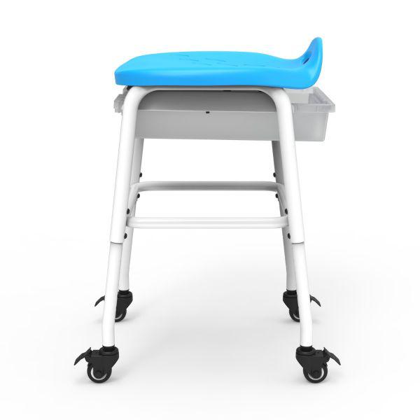 Adjustable-Height Stackable Classroom Stool with Wheels and Storage. Picture 2