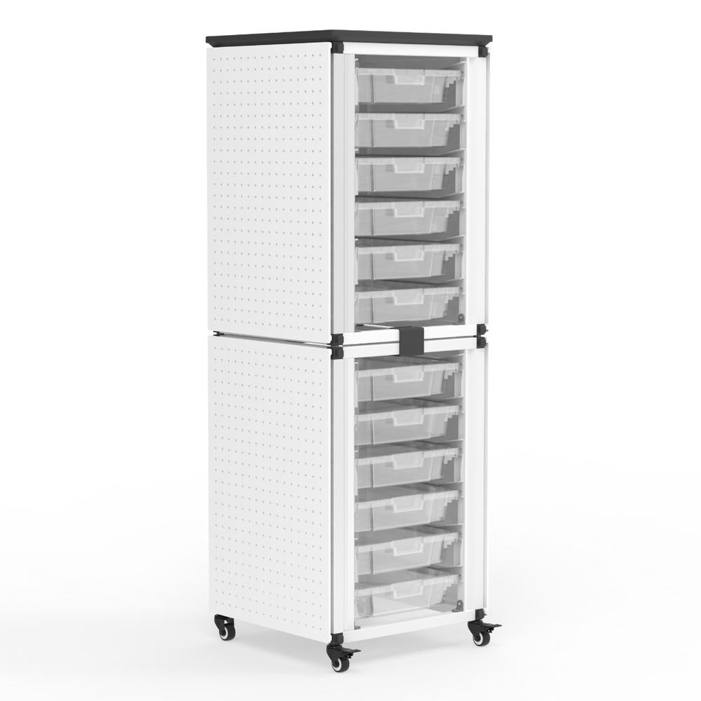 Modular Classroom Storage Cabinet - 2 stacked modules with 12 small bins. Picture 1
