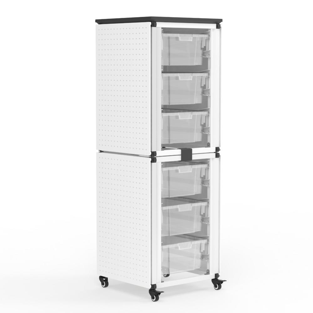 Modular Classroom Storage Cabinet - 2 stacked modules with 6 large bins. Picture 1