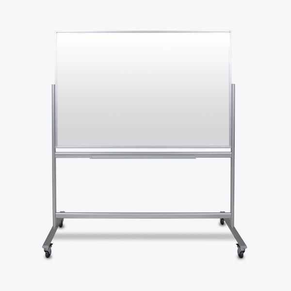 60"W x 40"H Double-Sided Mobile Magnetic Glass Marker Board. Picture 1