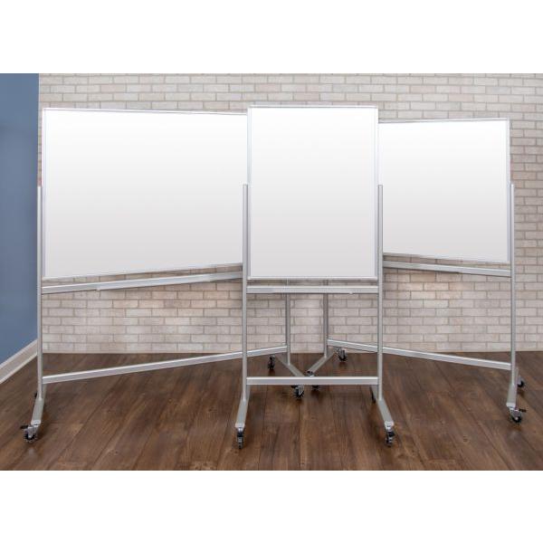 60"W x 40"H Double-Sided Mobile Magnetic Glass Marker Board. Picture 2