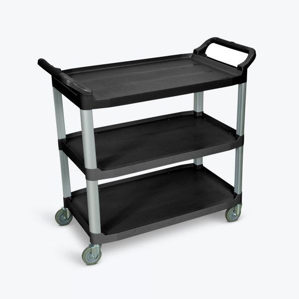 Large 3 Shelf Black Serving Cart. Picture 1
