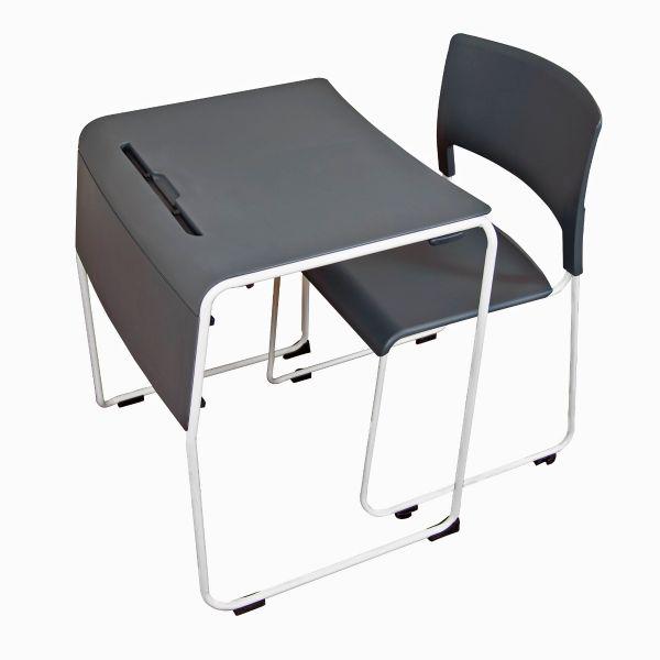 LIGHTWEIGHT STACKABLE STUDENT SET OF 4 DESKS AND 4 CHAIRS. Picture 1