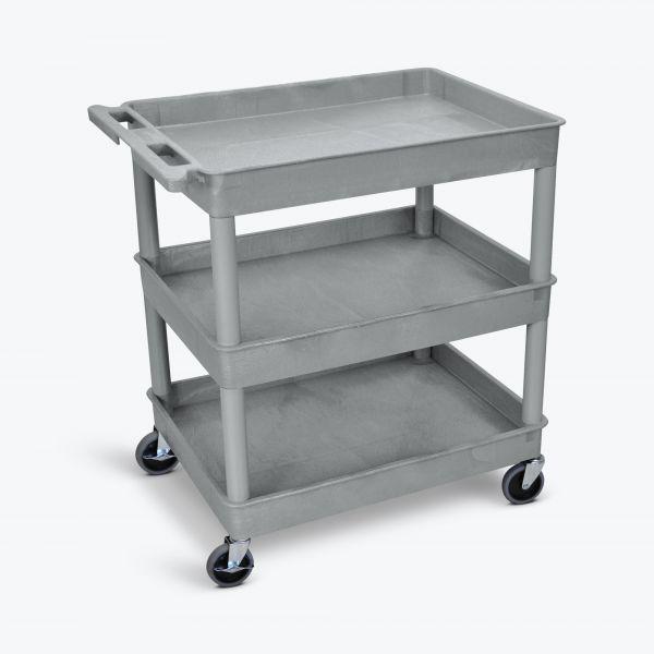 3 Shelf Large Gray Tub Cart. Picture 1