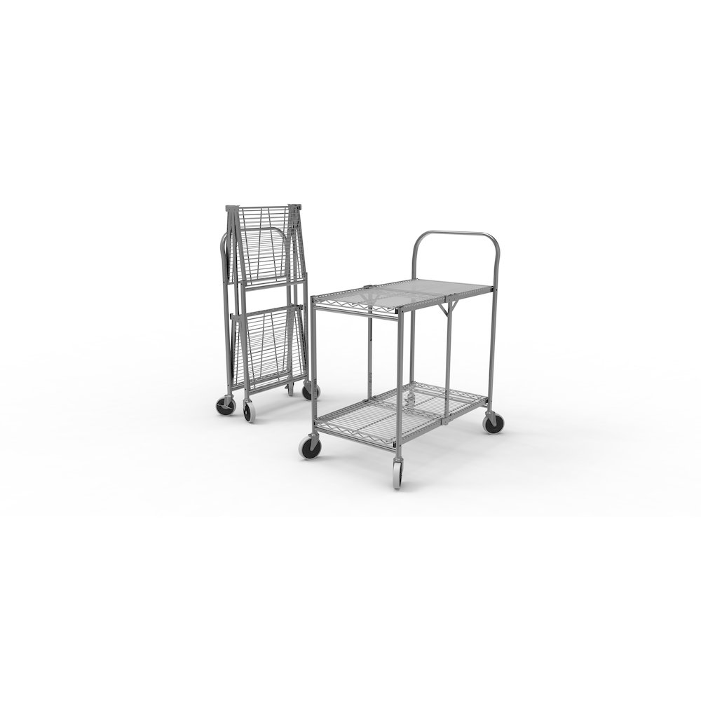 Two-Shelf Collapsible Wire Utility Cart. Picture 1