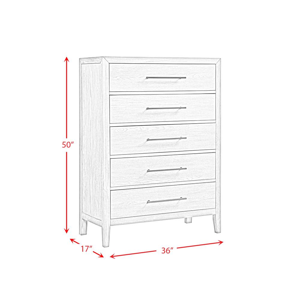 Armes 5-Drawer Chest in Grey. Picture 3