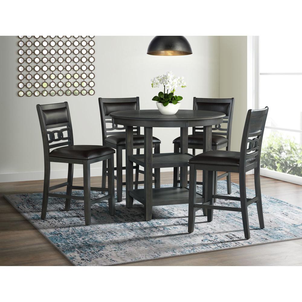 Picket House Furnishings Taylor Counter Height 5PC Dining Set-Table and Four Faux Leather Side Chairs in Gray. Picture 1